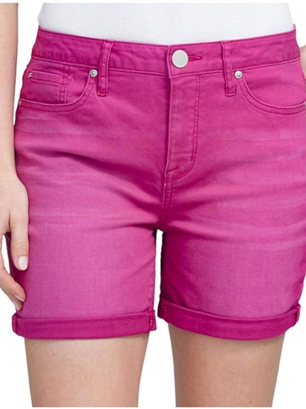 Liverpool Hot Pink Roll-Cuff 7" Denim Shorts sz 8/29 - Picture 1 of 8